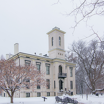 building in the gardens in the snowy winter